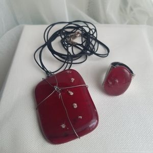 Fusion Glass Pendant Necklace Handmade - from Greece